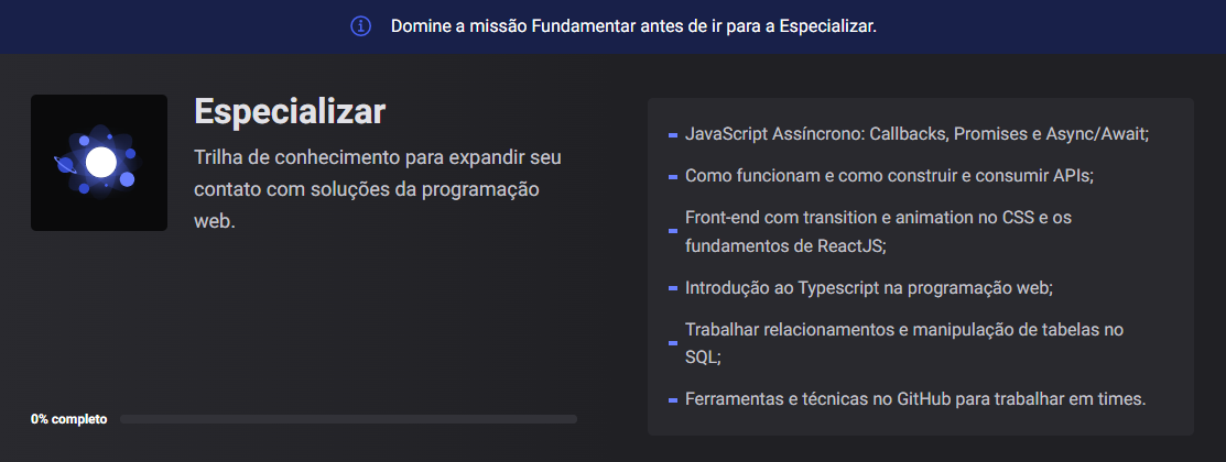 Trilha Epecializar